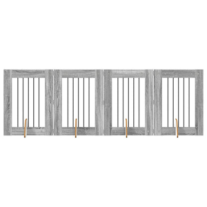 Dog Gate with Stands 4 pcs Grey Sonoma 60 x 80 cm