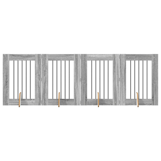 Foldable Dog Gate with Stands 4 pcs Grey Sonoma 241 cm