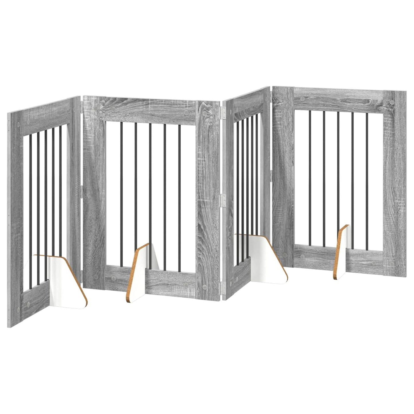 Dog Gate with Stands 4 pcs Grey Sonoma 60 x 80 cm