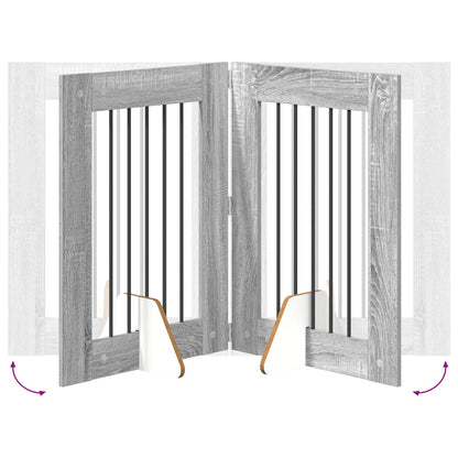 Foldable Dog Gate with Stands 4 pcs Grey Sonoma 241 cm