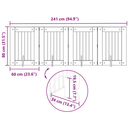 Foldable Dog Gate with Stands 4 pcs Grey Sonoma 241 cm