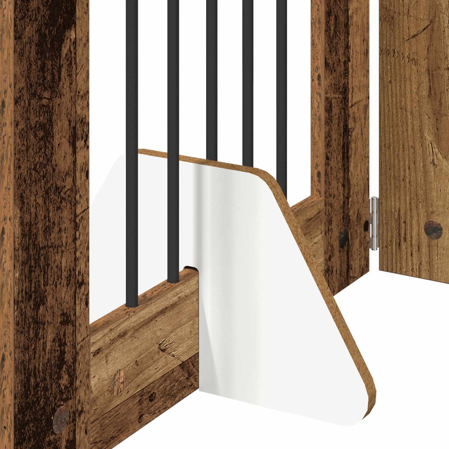 Foldable Dog Gate with Stands 4 pcs Old Wood 241 cm