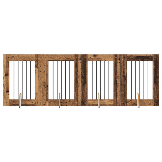 Foldable Dog Gate with Stands 4 pcs Old Wood 241 cm
