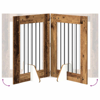 Dog Gate with Stands 4 pcs Old Wood 60 x 80 cm Engineered Wood
