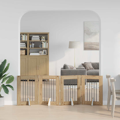 Foldable Dog Gate with Stands 4 pcs Artisan Oak 241 cm