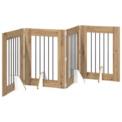 Foldable Dog Gate with Stands 4 pcs Artisan Oak 241 cm