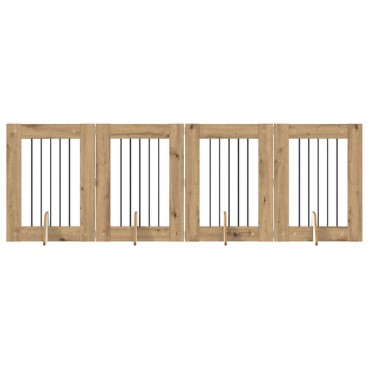 Foldable Dog Gate with Stands 4 pcs Artisan Oak 241 cm
