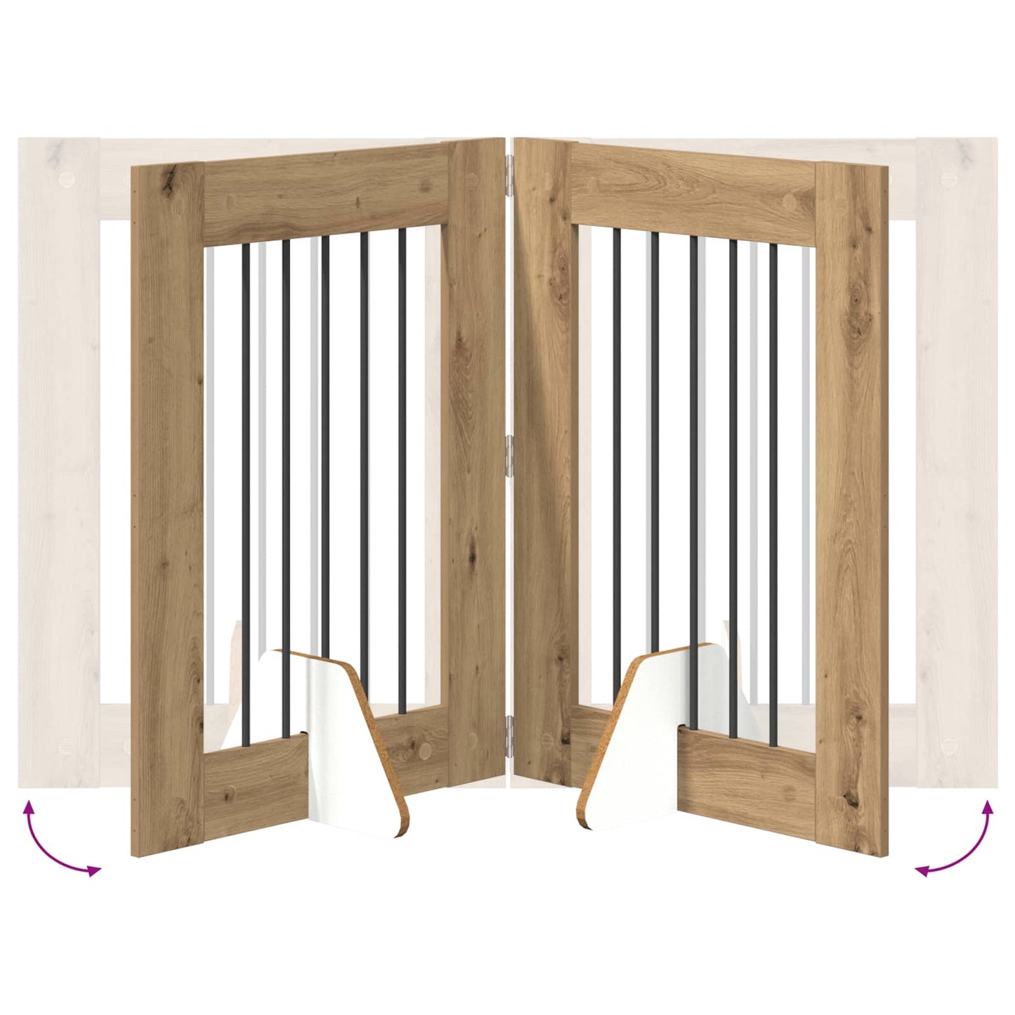 Foldable Dog Gate with Stands 4 pcs Artisan Oak 241 cm