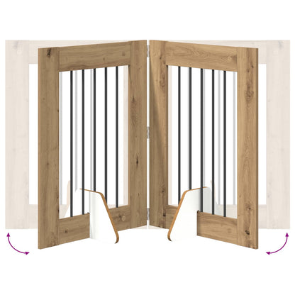 Foldable Dog Gate with Stands 4 pcs Artisan Oak 241 cm