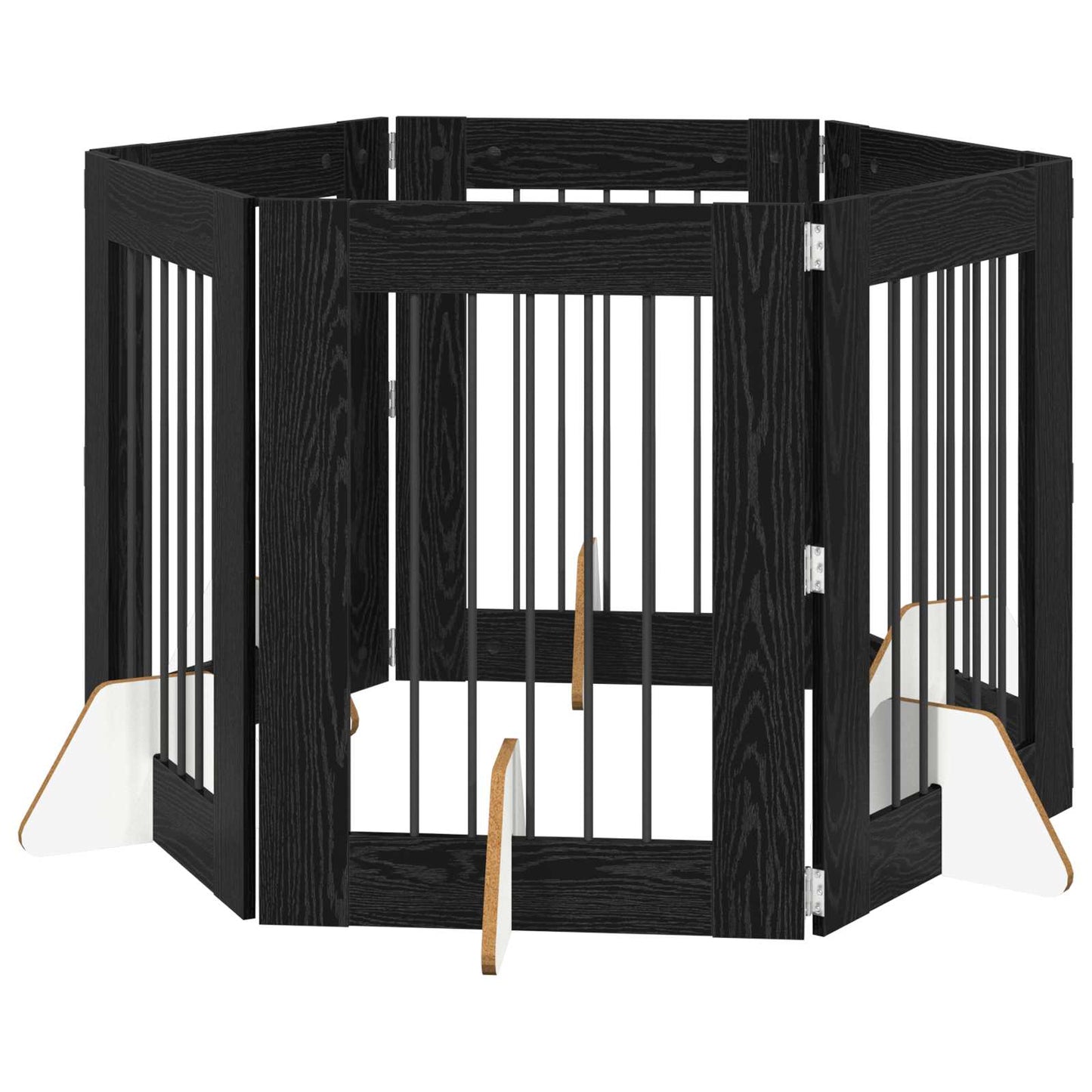 Dog Gate with Stands 6 pcs Black Oak 60 x 80 cm Engineered Wood