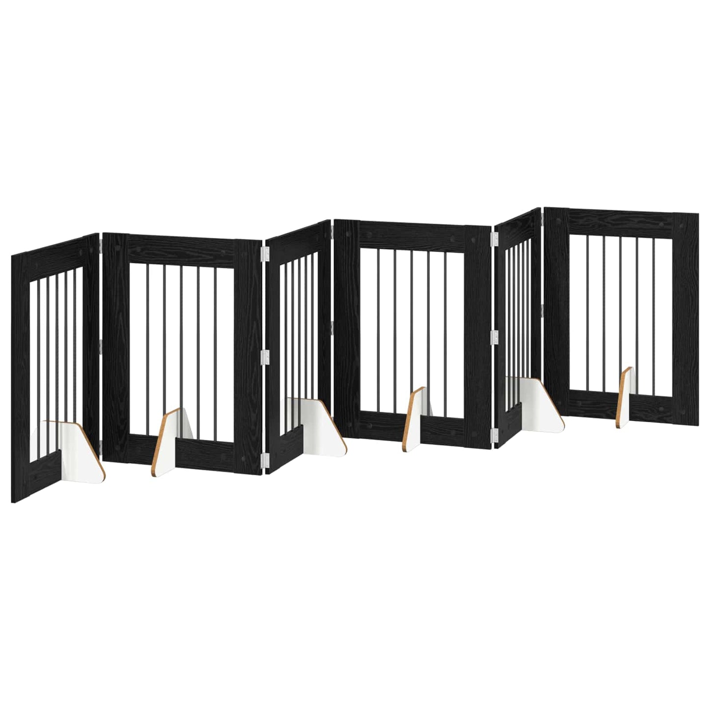 Foldable Dog Gate with Stands 6 pcs Black Oak 362 cm