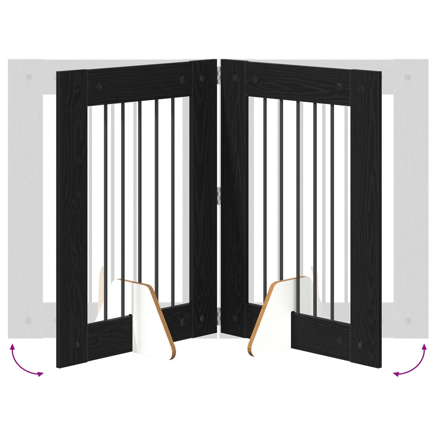 Foldable Dog Gate with Stands 6 pcs Black Oak 362 cm