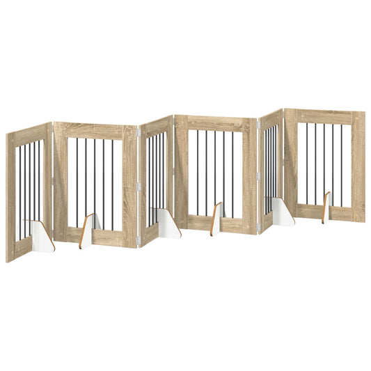 Foldable Dog Gate with Stands 6 pcs Sonoma Oak 362 cm