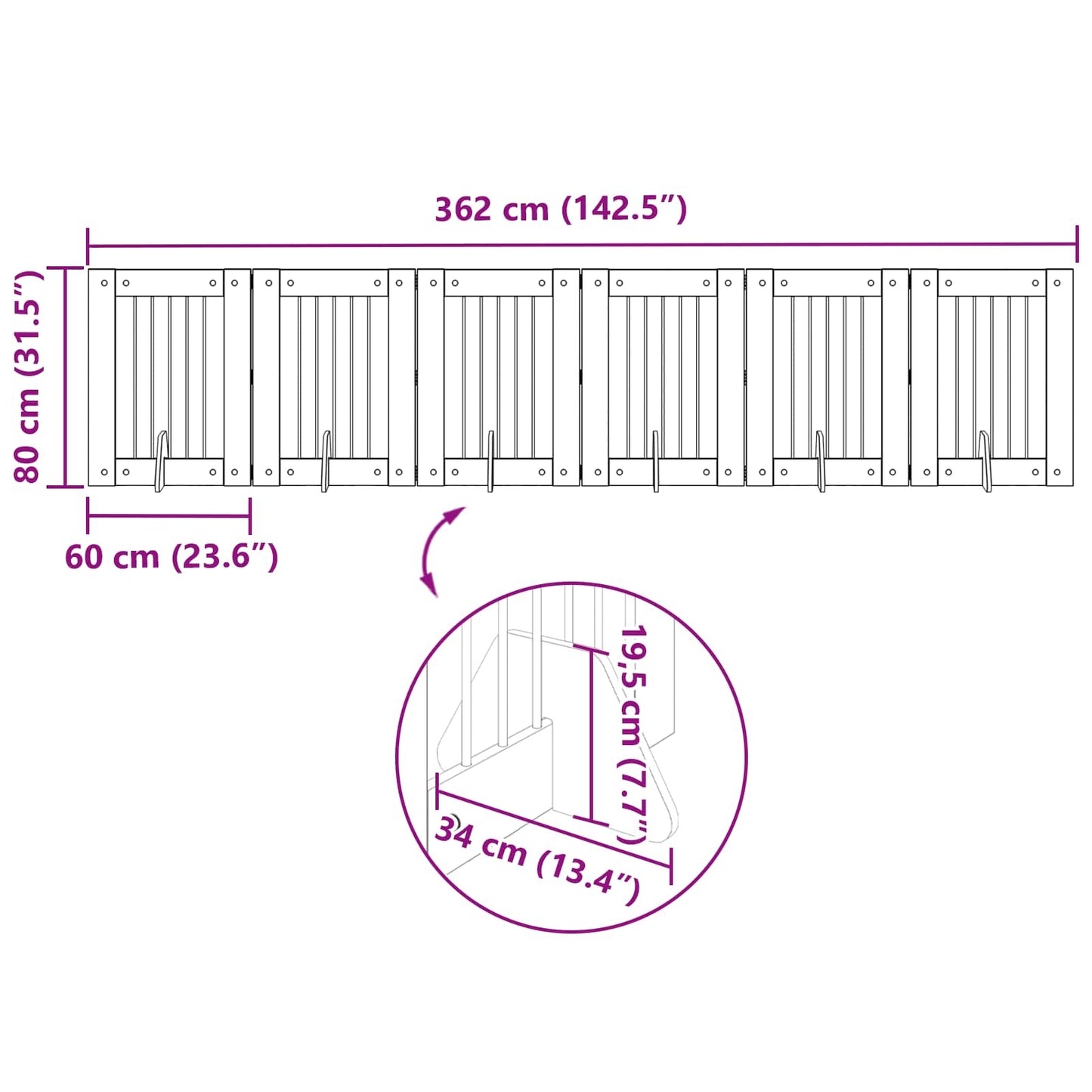 Foldable Dog Gate with Stands 6 pcs Sonoma Oak 362 cm