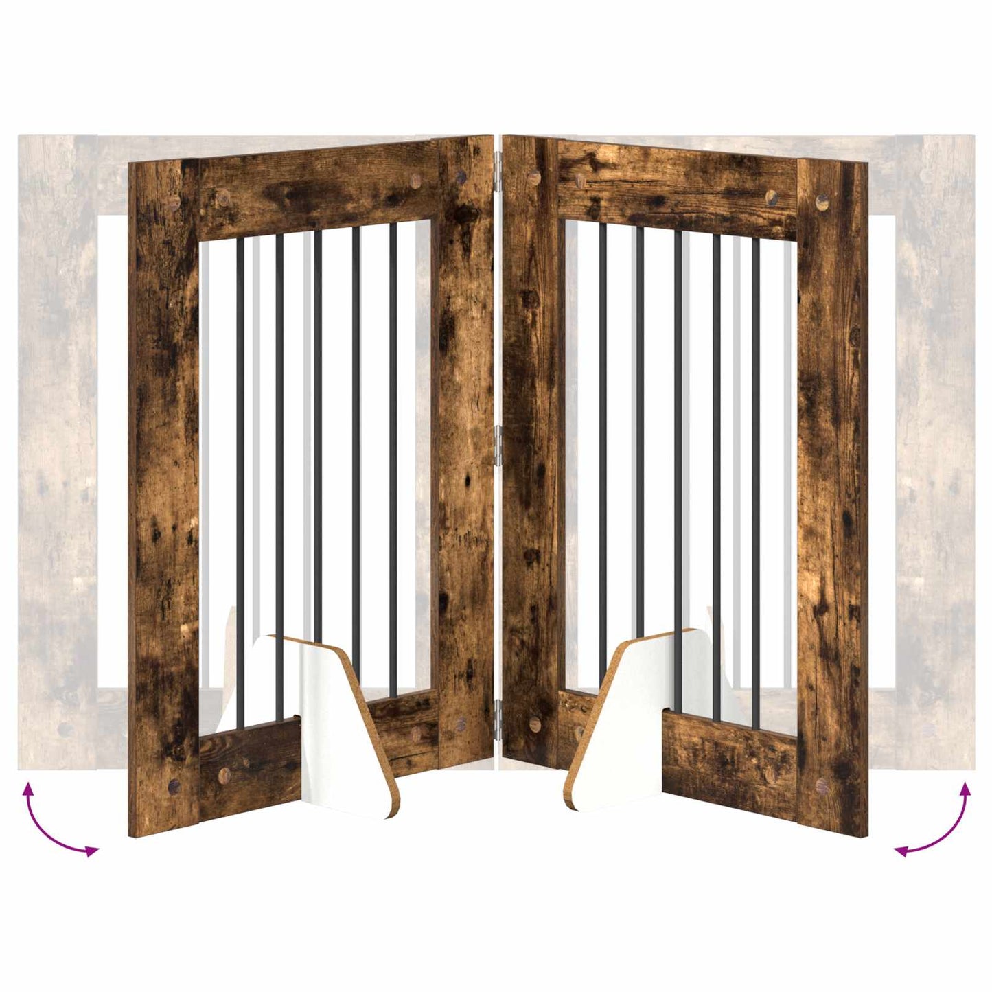 Foldable Dog Gate with Stands 6 pcs Smoked Oak 362 cm