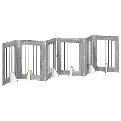 Foldable Dog Gate with Stands 6 pcs Grey Sonoma 362 cm