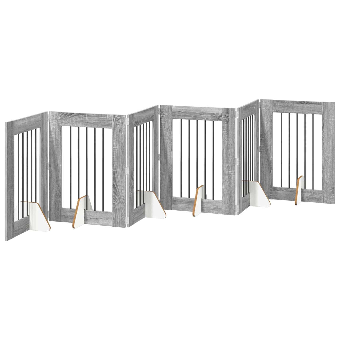 Dog Gate with Stands 6 pcs Grey Sonoma 60 x 80 cm