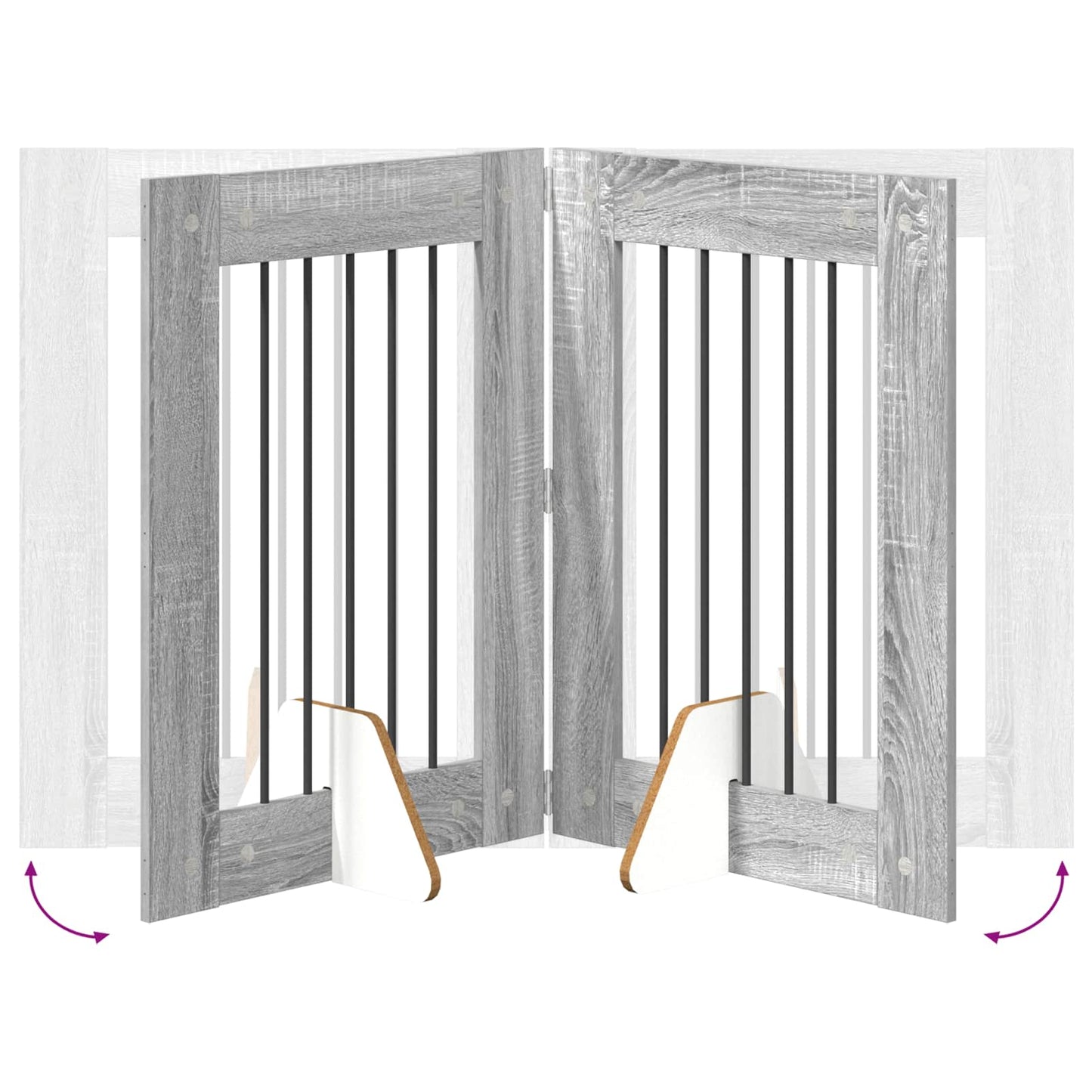 Dog Gate with Stands 6 pcs Grey Sonoma 60 x 80 cm
