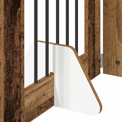 Dog Gate with Stands 6 pcs Old Wood 60 x 80 cm Engineered Wood