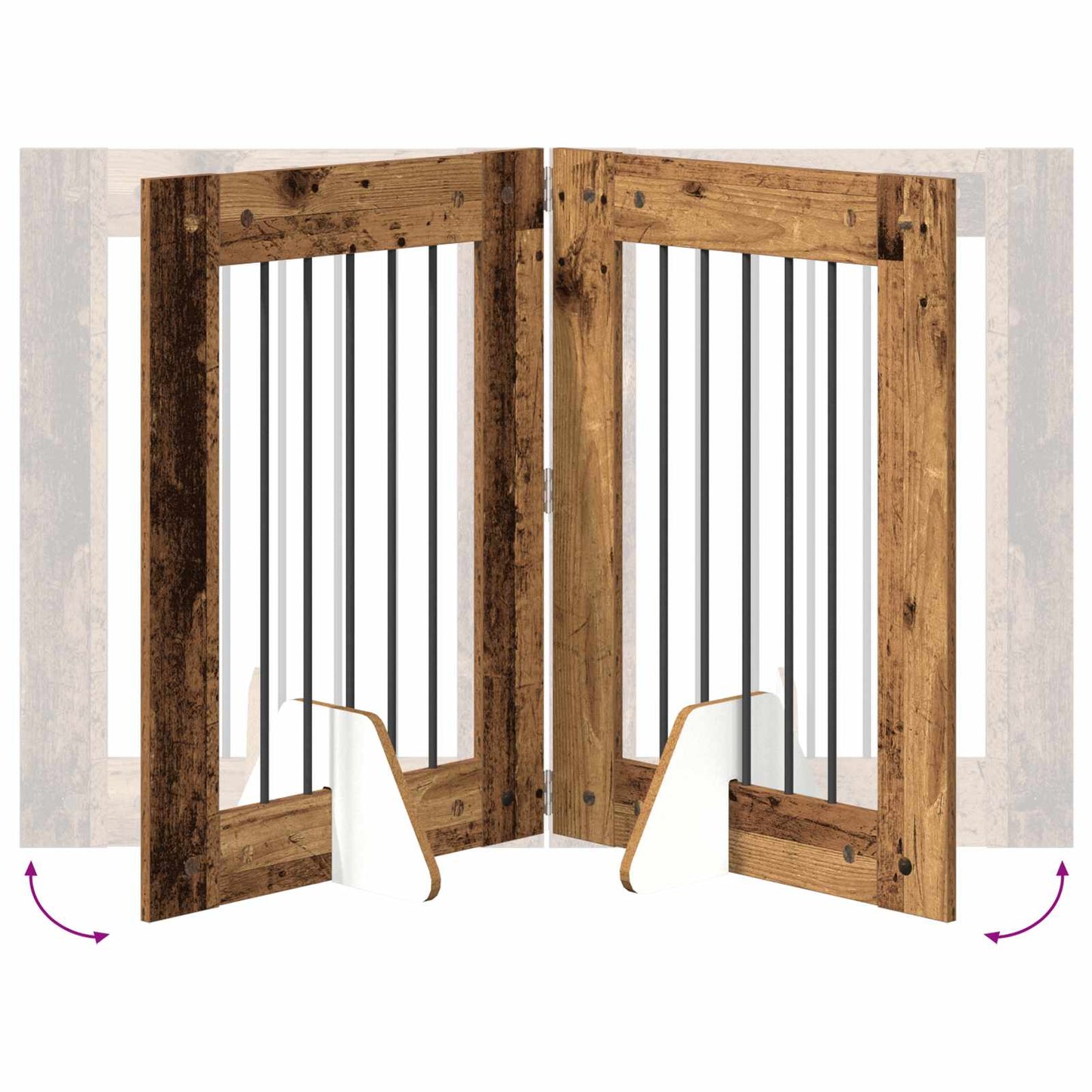 Dog Gate with Stands 6 pcs Old Wood 60 x 80 cm Engineered Wood