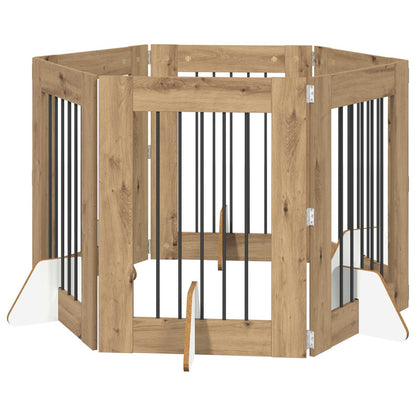 Foldable Dog Gate with Stands 6 pcs Artisan Oak 362 cm