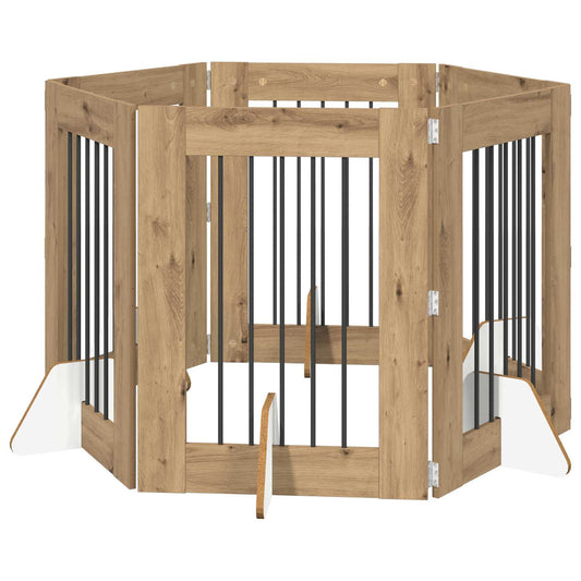 Foldable Dog Gate with Stands 6 pcs Artisan Oak 362 cm