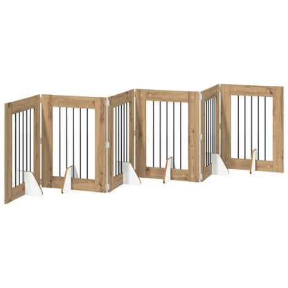 Foldable Dog Gate with Stands 6 pcs Artisan Oak 362 cm