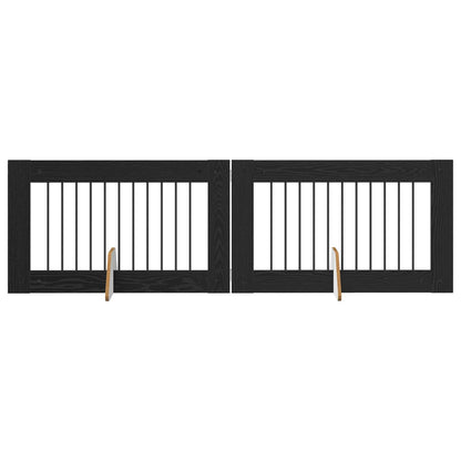 Dog Gate with Stands 2 pcs Black Oak 100 x 60 cm