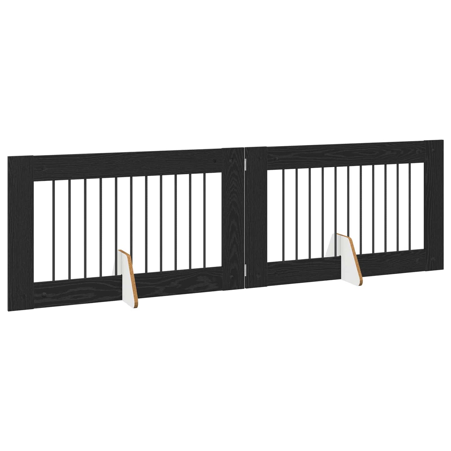 Foldable Dog Gate with Stands 2 pcs Black Oak 200.5 cm