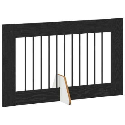 Foldable Dog Gate with Stands 2 pcs Black Oak 200.5 cm