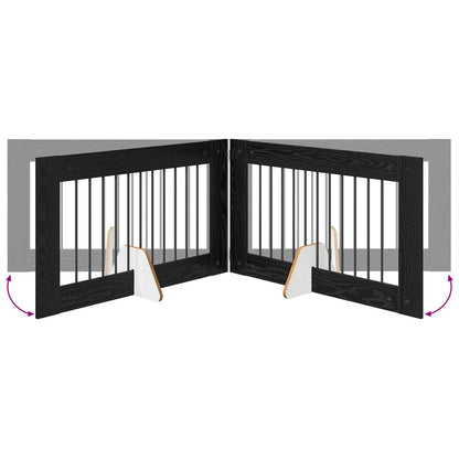 Foldable Dog Gate with Stands 2 pcs Black Oak 200.5 cm
