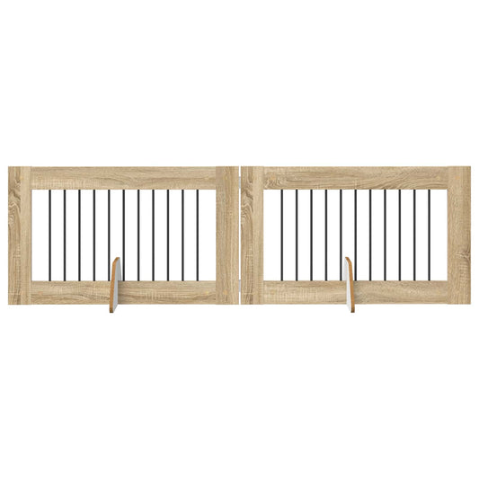 Foldable Dog Gate with Stands 2 pcs Sonoma Oak 200.5 cm