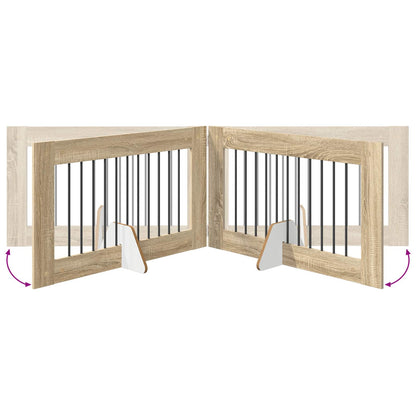 Foldable Dog Gate with Stands 2 pcs Sonoma Oak 200.5 cm