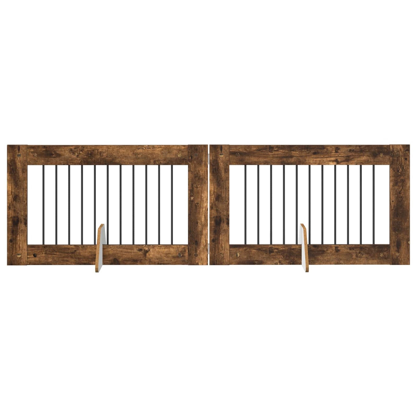 Dog Gate with Stands 2 pcs Smoked Oak 100 x 60 cm