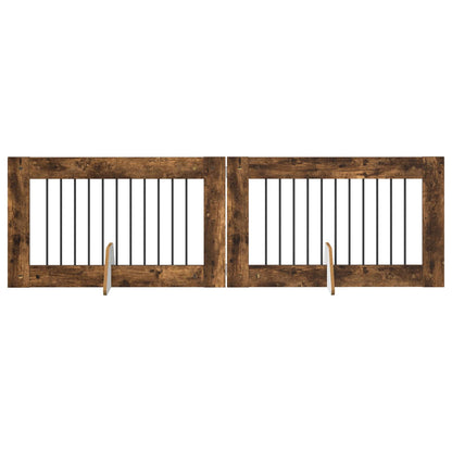 Dog Gate with Stands 2 pcs Smoked Oak 100 x 60 cm
