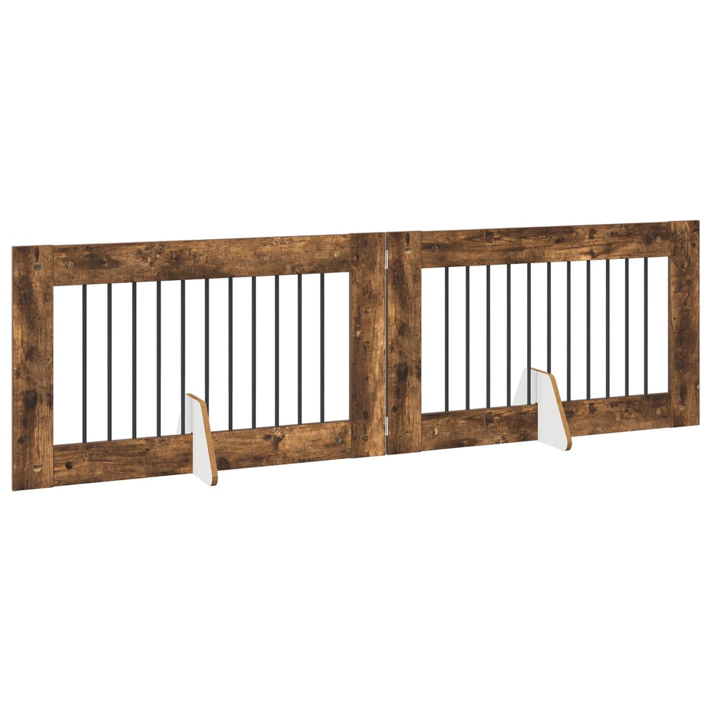 Dog Gate with Stands 2 pcs Smoked Oak 100 x 60 cm