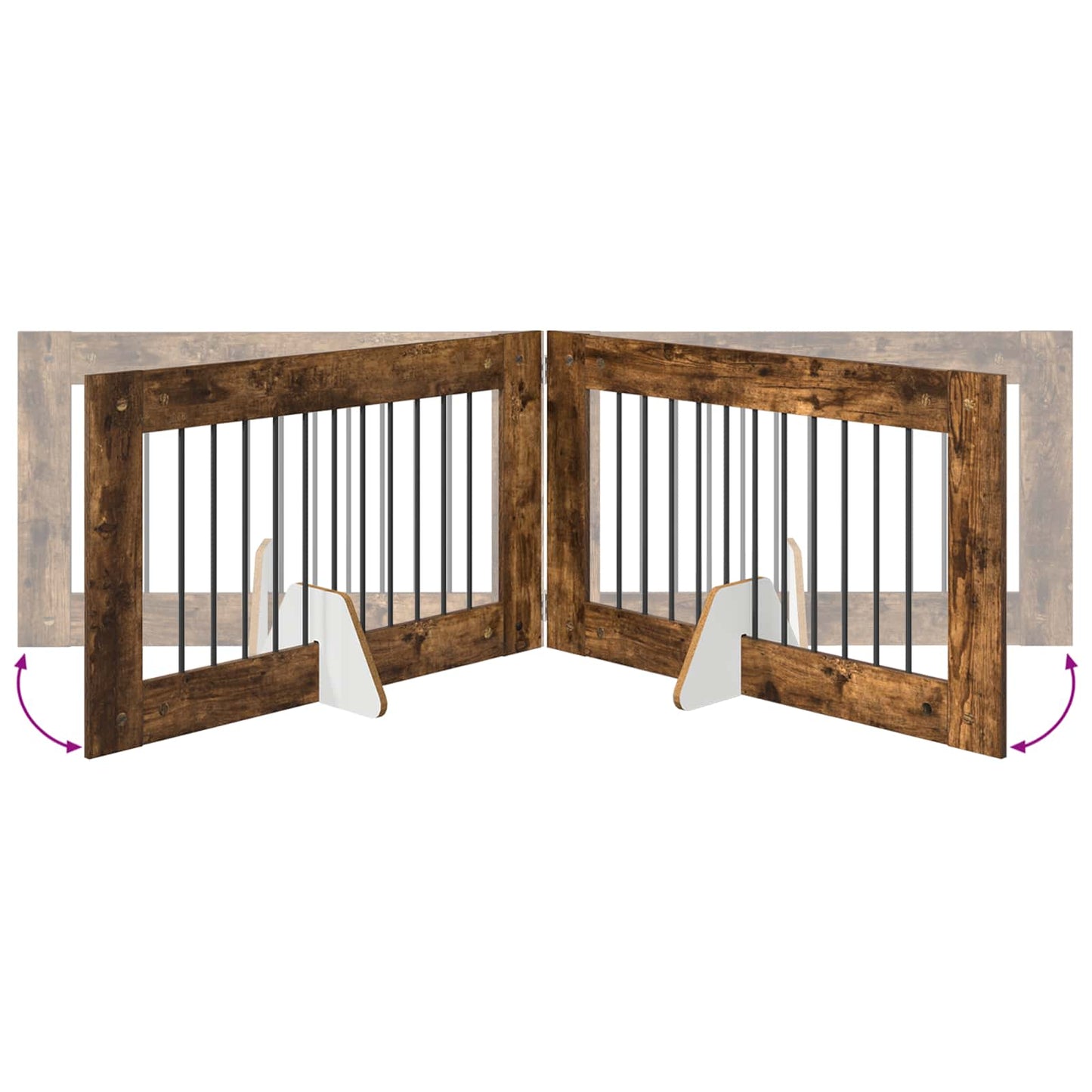 Foldable Dog Gate with Stands 2 pcs Smoked Oak 200.5 cm