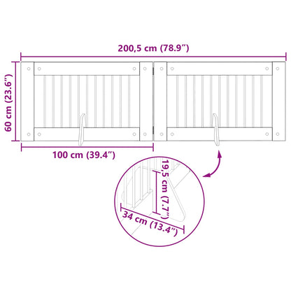 Foldable Dog Gate with Stands 2 pcs Smoked Oak 200.5 cm