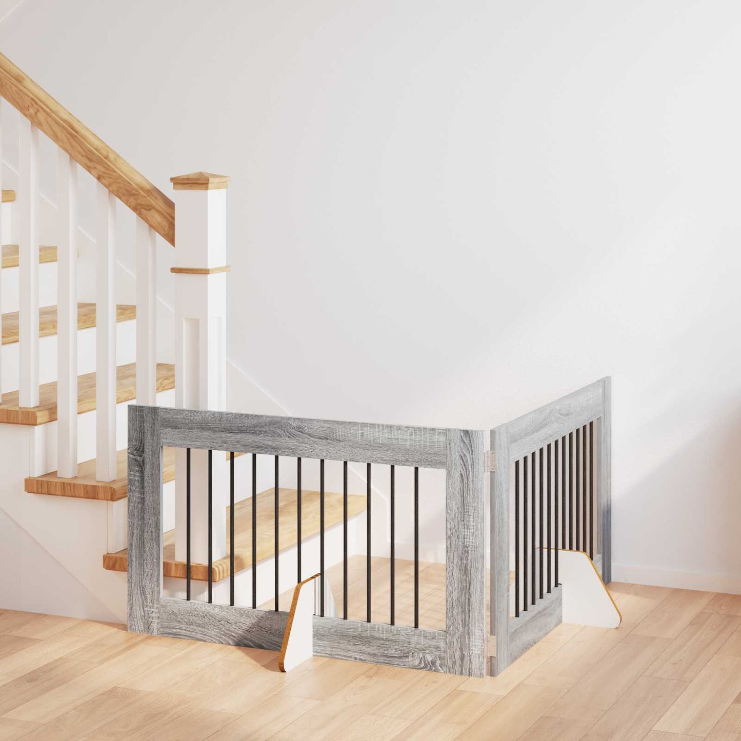 Dog Gate with Stands 2 pcs Grey Sonoma 100 x 60 cm