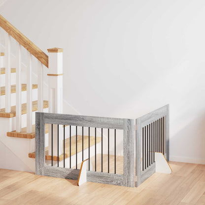 Dog Gate with Stands 2 pcs Grey Sonoma 100 x 60 cm