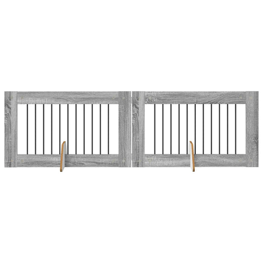 Foldable Dog Gate with Stands 2 pcs Grey Sonoma 200.5 cm