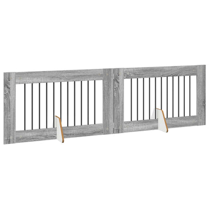 Foldable Dog Gate with Stands 2 pcs Grey Sonoma 200.5 cm