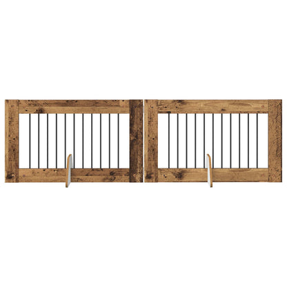 Dog Gate with Stands 2 pcs Old Wood 100 x 60 cm Engineered Wood