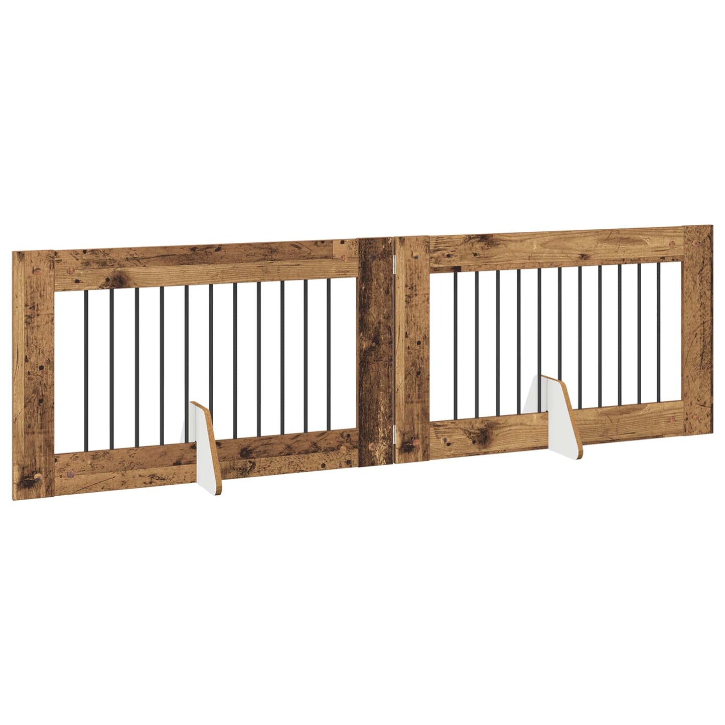 Foldable Dog Gate with Stands 2 pcs Old Wood 200.5 cm