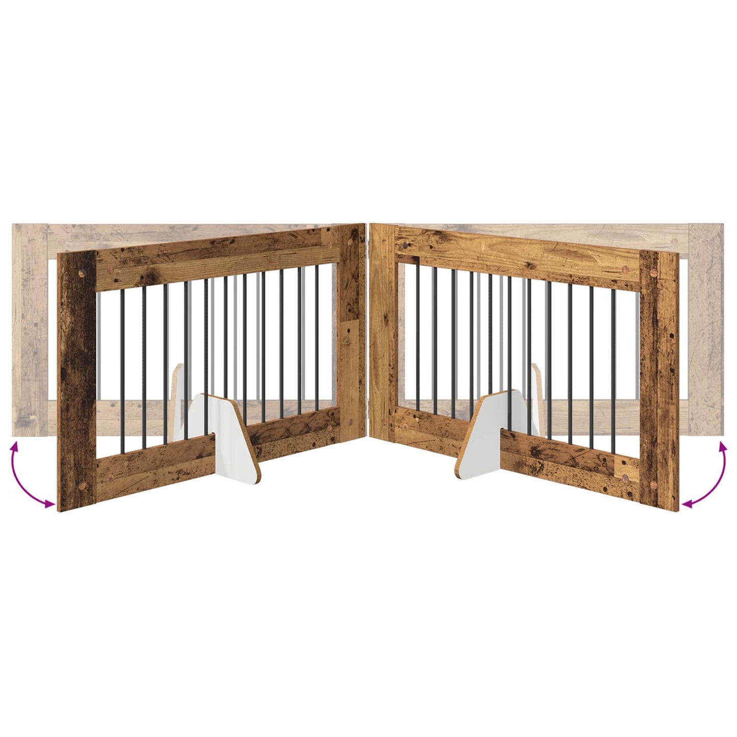 Foldable Dog Gate with Stands 2 pcs Old Wood 200.5 cm