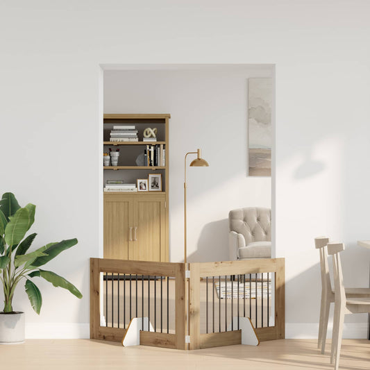 Foldable Dog Gate with Stands 2 pcs Artisan Oak 200.5 cm