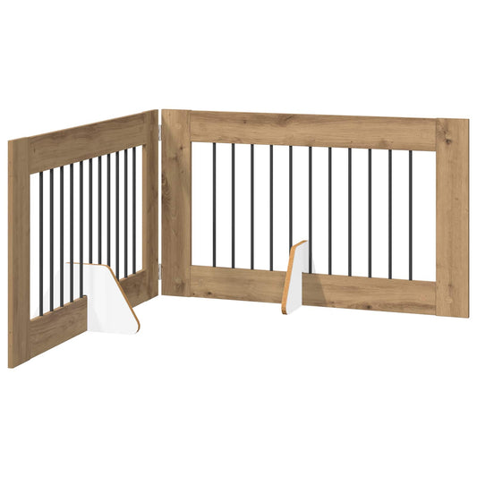 Foldable Dog Gate with Stands 2 pcs Artisan Oak 200.5 cm