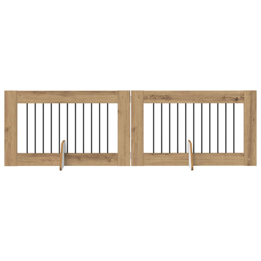 Foldable Dog Gate with Stands 2 pcs Artisan Oak 200.5 cm