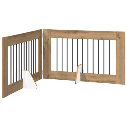 Foldable Dog Gate with Stands 2 pcs Artisan Oak 200.5 cm