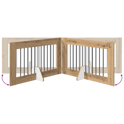 Foldable Dog Gate with Stands 2 pcs Artisan Oak 200.5 cm